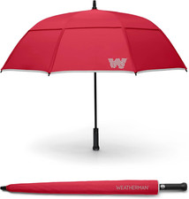 Umbrella - Stick Umbrella - Windproof Umbrella Resists up to 55 MPH Winds Red 