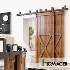 Double Track U-Shape Bypass Sliding Barn Door Hardware Kit