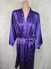 Vtg Victoria's Secret GOLD LABEL Satin Short Robe One Size Purple 3/4 Sleeves U