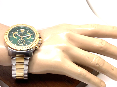 Versace Men's Watch VE2E00421 Swiss Quartz Chronograph Green Dial