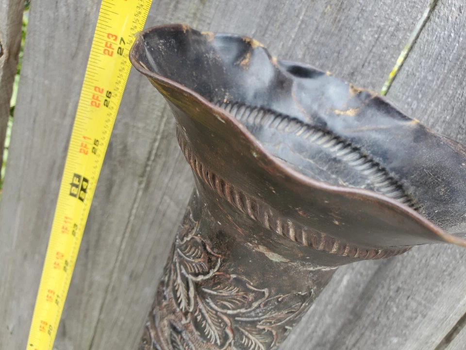 JARRÓN PISO Metal Z GALLERIE 27" Latón 564201083 Maceta Amelia Marrón Hoja Floral Foto 4 de 4