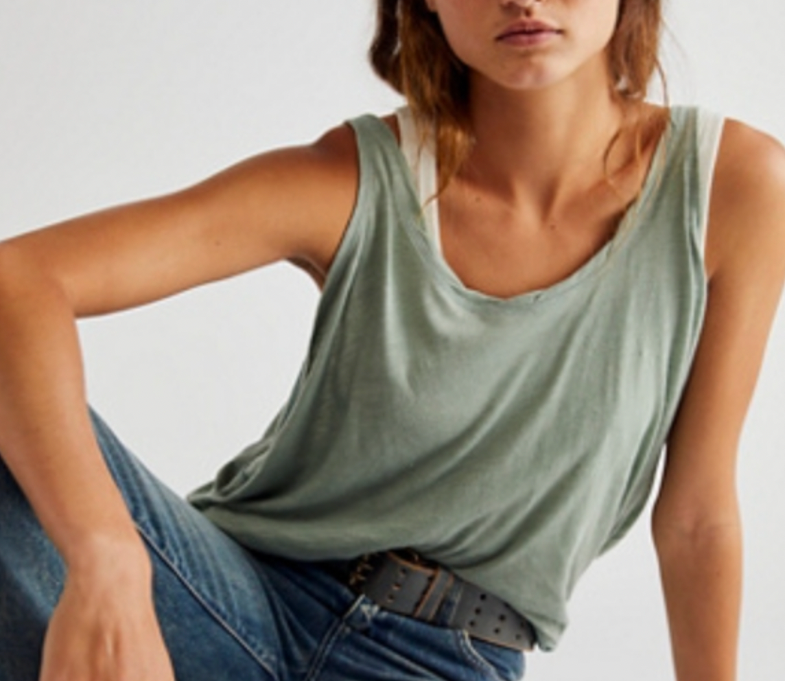 ハンドメイドペリ2 FREE PEOPLE WE THE FREE WOMEN'S WASHED ARMY SLEEVELESS PEARL TANK
