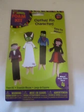 Darice Foamie Halloween Character Clothes Pin Sticker Craft Kit  for Kids, New 