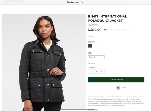 BARBOUR International Ladies Quilted 