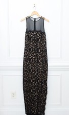 Tadashi Shoji Illusion Neckline Black Lace Floor Length Evening Gown Size 14