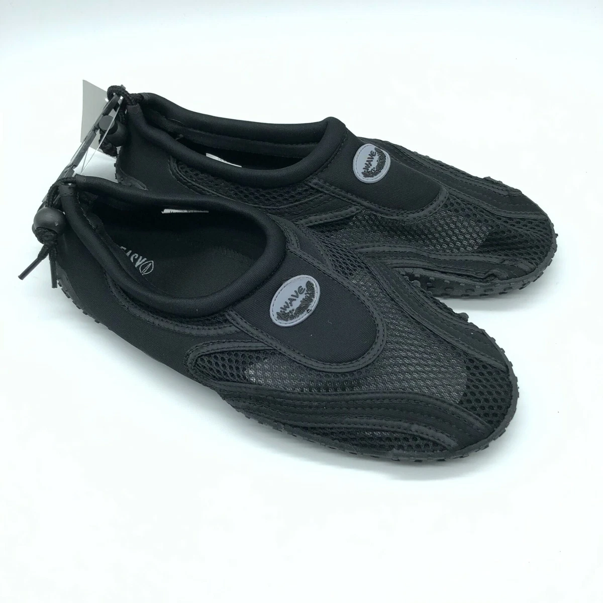 Easy USA Mens Water Shoes Mesh Slip On Drawstring Black Size 10