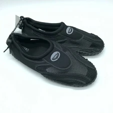 Easy USA Mens Water Shoes Mesh Slip On Drawstring Black Size 10