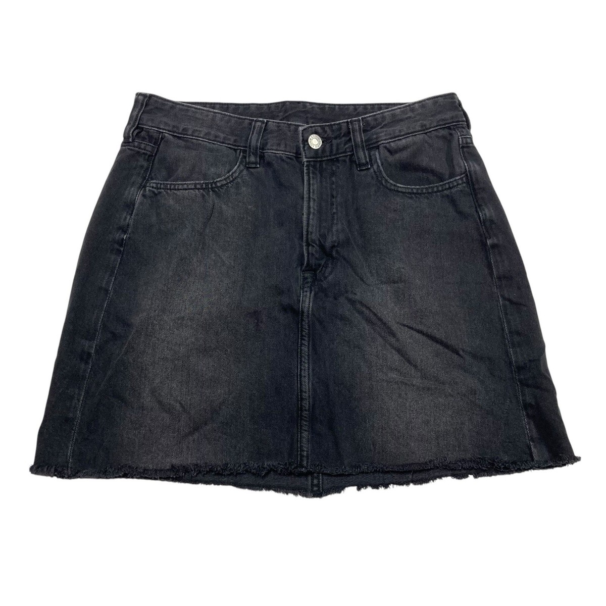 H&M Black Denim Cut Off Mini Skirt Women’s Size