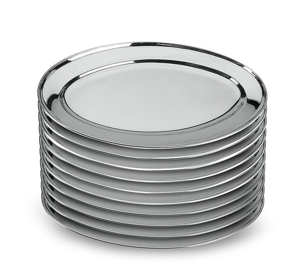 10Er Set Metaltex Servierplatte 35 Cm Oval Aus Inox / Edelstahlplatte / Platte-image
