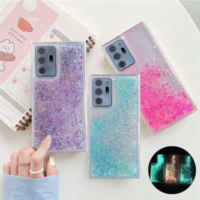 Liquid Glitter Glow Luminous Phone Case Cover For Samsung Galaxy S24 S23 S22 S21