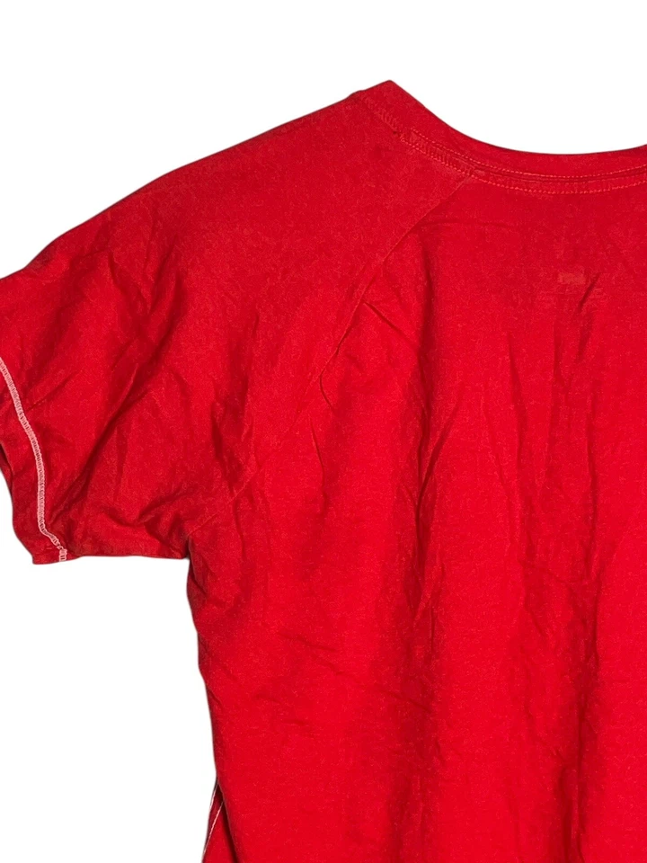 Women’s Tampa Bay Buccaneers Majestic V-Neck Football T-Shirt Red/White Size M - Image 4 of 4