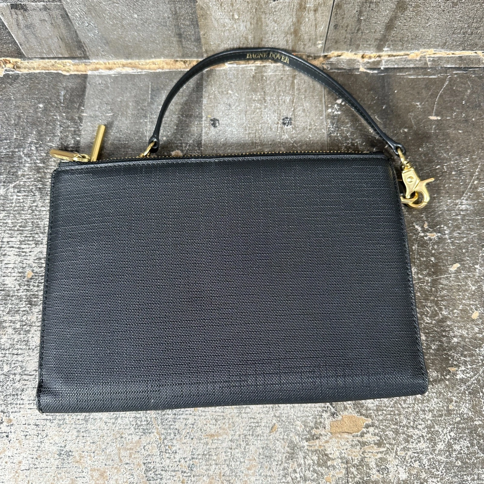 Portefeuille pochette DAGNE DOVER Essential CONVERTIBLE * CUIR ONYX NOIR doré