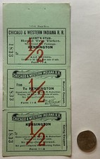 GOING, RETURN COUPON AND AGENTS STUB RED 1/2 OVERPRINT C&WI TRAIN TICKET 7-17-13