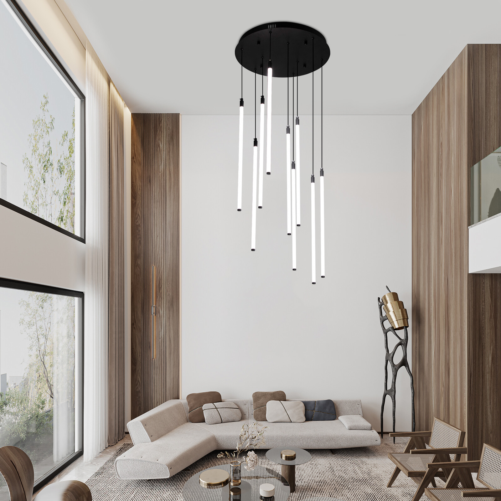 Modern 9-head adjustable chandelier pendant ceiling light