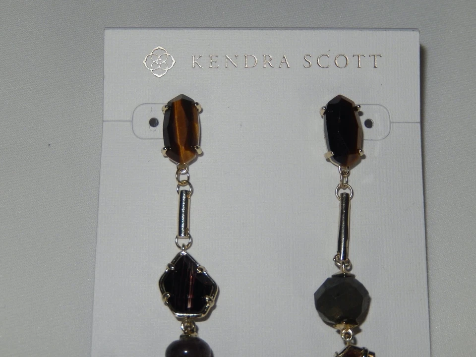 Висячие серьги Kendra Scott Cosette с пиритом и тигровым глазом несоответствие - Изображение 2 из 4