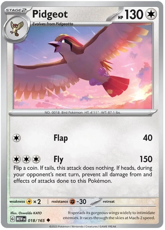 Pidgeot 018/165 Uncommon Pokemon 151 English NM