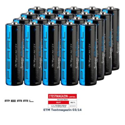 PEARL R6 Batterien: 20er-Set Super-Alkaline-Batterien Typ AA / Mignon, 1,5 V