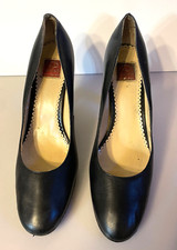 OSCAR By OSCAR DE LA RENTA COMPANY Women's Black LEATHER Heels Shoes Size 8.5M