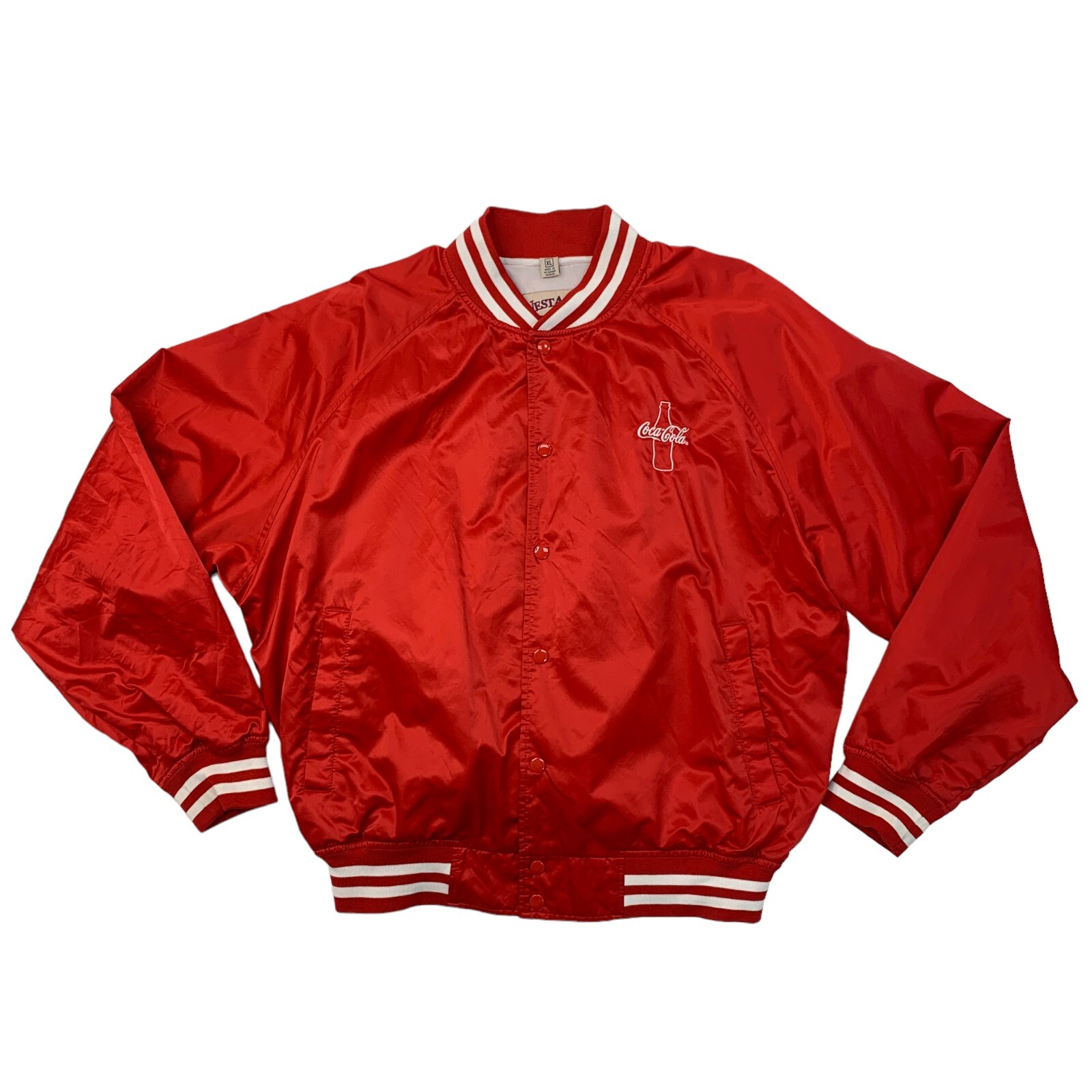 Vintage Coca Cola Satin Varsity Jacket Mens XL Coke R… Gem