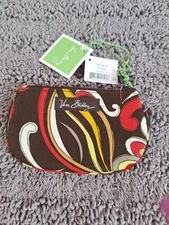 Vera Bradley Clip Zip ID Brown Multi Color Mini Wallet Puccini