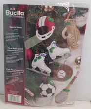 Sealed Bucilla Sports Santa Felt Ornament Kit 85323 Set of 6 Christmas New