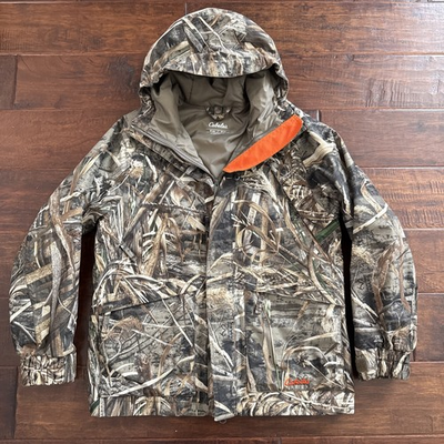 #ad Cabela’s Youth 4most Hooded Wind Rain Camo Jacket Realtree Max5 Size Medium EUC $45.00