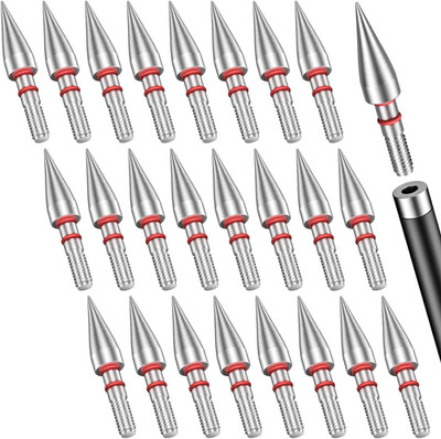 24Pcs 5/16'' Archery Field Points Screw-in Arrow Point 100 Grain Steel Field Tips