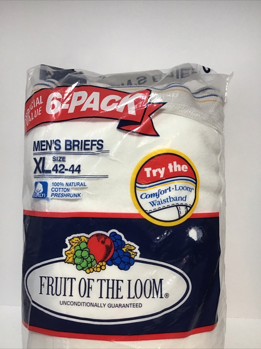 むぎっぺ Vtg 1992 Fruit of the Loom Mens Briefs X-Large 42-44 6 Pack NOS