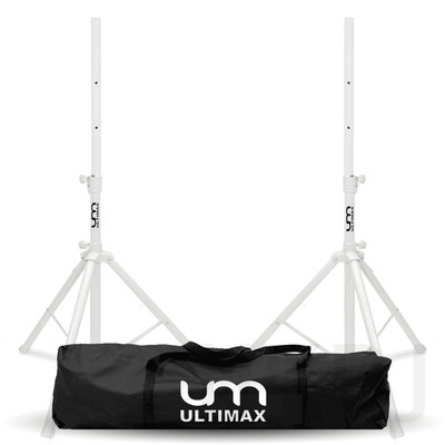 Weiß Profi Stahl Lautsprecher Ständer Kit 2 Ständer und Koffer DJ Bühne PA Ultimax