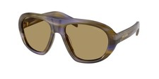 PRADA PR C05S 23G70G Striped Laguna Green Olive 57 mm Women's Sunglasses