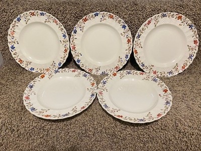 Copeland Spode Wicker Dale England Floral 7.75'' Bread Salad Lunch Plate Lot of 5