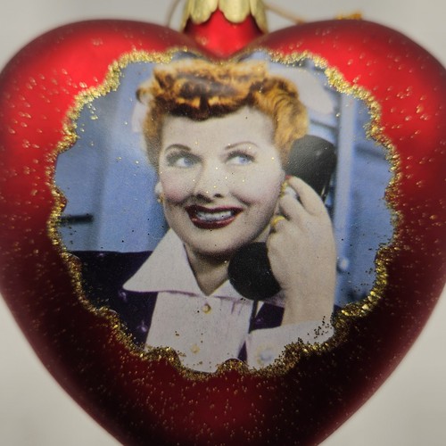 I Love Lucy Adorno Vidrio Decoupage Corazón Navidad Lucille Bola - Imagen 2 de 6