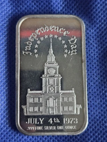 1973 Independence Day Madison Mint Blank Rever Bullion-0.999 Silver 1 Oz Art Bar