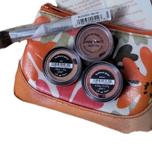 3X bareMinerals Glimer Joy, glimpse Petal, Eyeshadow Silk Rose & Blending Brush - Picture 2 of 7