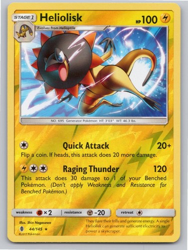 2017 POKEMON HELIOLISK GUARDIANS RISING 44/145 REVERSE HOLO R NM A71842 FREE S&H