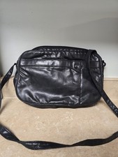 Vintage 1990's Black Soft Leather Shoulder Bag Purse Made In Taiwan