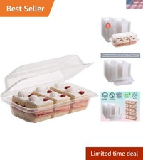 Plastic Loaf Container Pack of 25 Disposable Hinged Bakery Cake Pastry Food S...