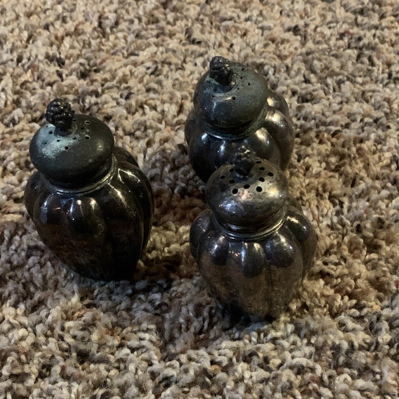 Crown Sterling Silver Salt & Pepper Shakers Set Marked 129