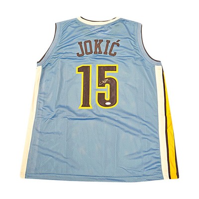 Nikola Jokic Denver Nuggets Autographed Light Blue Custom Jersey JSA COA