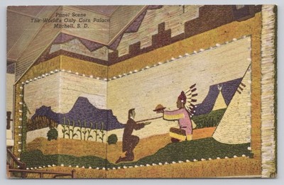 Mitchell SD South Dakota World's Only Corn Palace Panel Scene c1949 Postcard