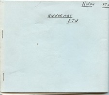 Reprinted Manual for Nikon Nikkormat FTN Camera