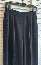 Vtg St John Collection by Marie Gray Black Knit Straight Leg Trousers Size 8