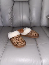 EMU Ridge Leopard Print Cozy Fleece Lined Shearling Slippers Size 6 NWT