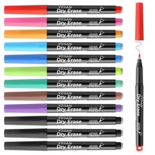 YISAN Dry Erase Markers Ultra Fine Tip,0.7mm 1 Count Pack of 12 , Multicolor