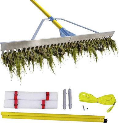Jenlis Razer Rake Heavy Duty Collapsible Aluminum Lake Rake for Removal of Weeds