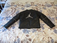 Nike Black Jordan Flight Faux Leather Bomber Jacket Child's Small 8-10 years