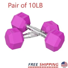 Color Rubber Hex Dumbbell Set 6 Pairs 5LB 10LB 15LB 20LB 25LB 30LB Fitness New