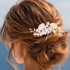 Starfish Wedding Hair Comb Silver Seashell Bridal Hair Accessories Pearl Hair...