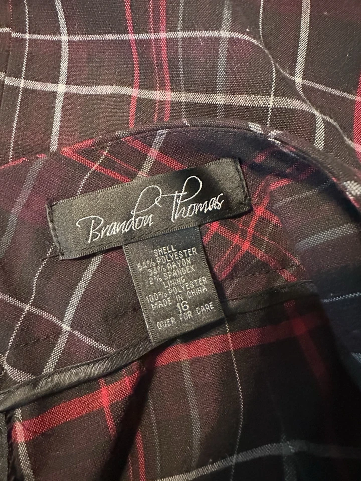 Brandon Thomas Plaid Pencil Skirt Size 16 - Image 3 of 4