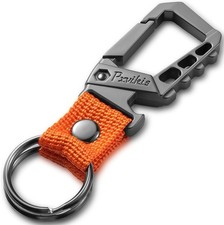 Metal heavy duty key chain carabiner clip bottle opener wrist lanyard ring car